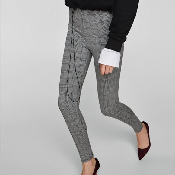 Zara High Waisted plaid pants Leggings - Picture 6 of 7